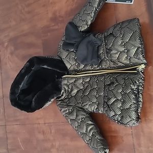 Rothschild black and gold heart jacket with fur hood